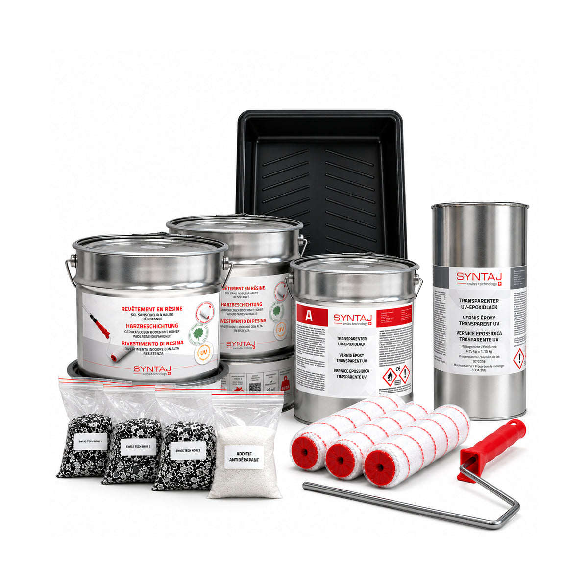 SYNTAJ – Lot de revêtement décoratif en résine pour 38 m² avec vernis de finition UV